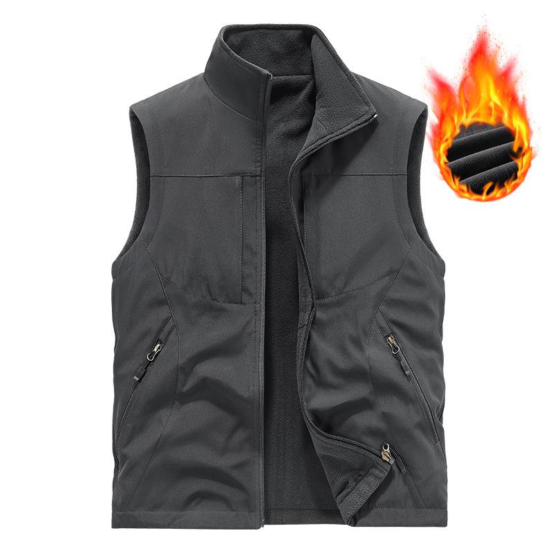 Men's Double-sided Velvet Vest with Warm Vest for Autumn and Winter, Casual Plus Size Camisole Jacket