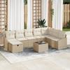 VidaXL 9-piece Garden Sofa Set with Beige Synthetic Rattan Cushions 3359340