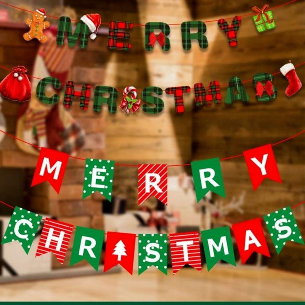 Pull Flag For Hanging Xmas for Home Christmas Ornament Garlands Flag Banner Christmas Decorations