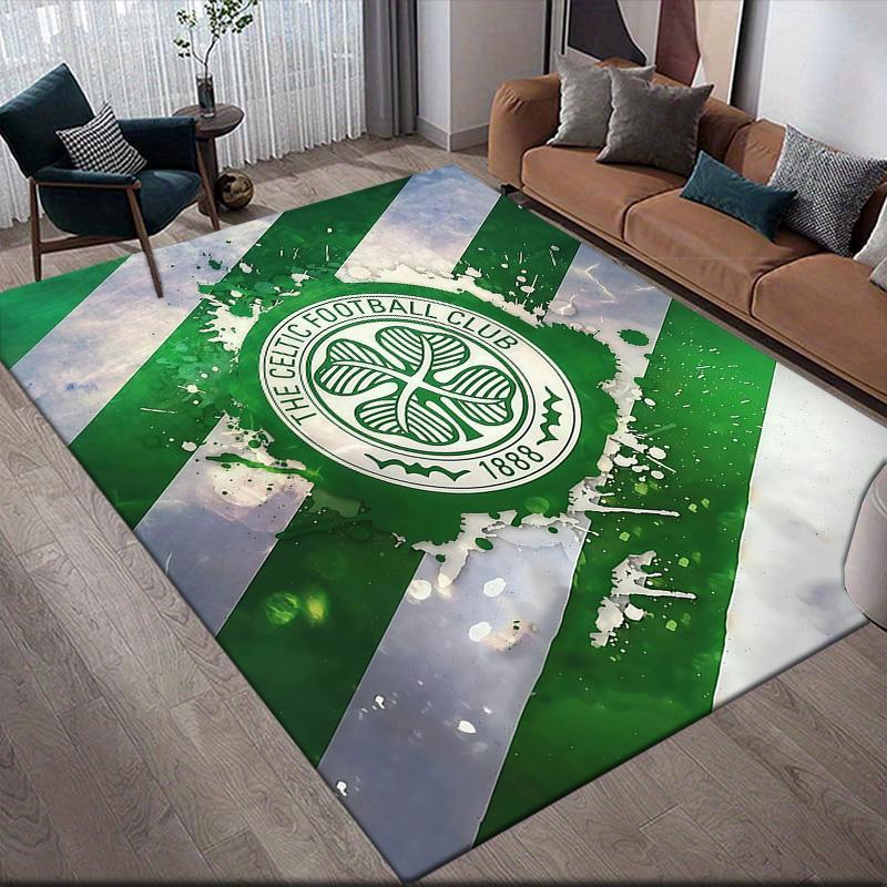 Celtic FC Flannel Pattern Square Carpet,Area Rug,Carpet Rug for Living Room Bedroom Sofa Playroom Decor,Non-slip Floor Mat