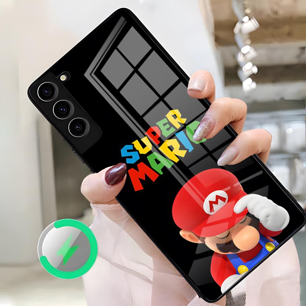 Чехол для телефона Super Marios Bros для Samsung S26 Ultra S25 Edge S23 S22 S21 S20 Ultra Plus S24 Fe A25 Магнитная стеклянная крышка