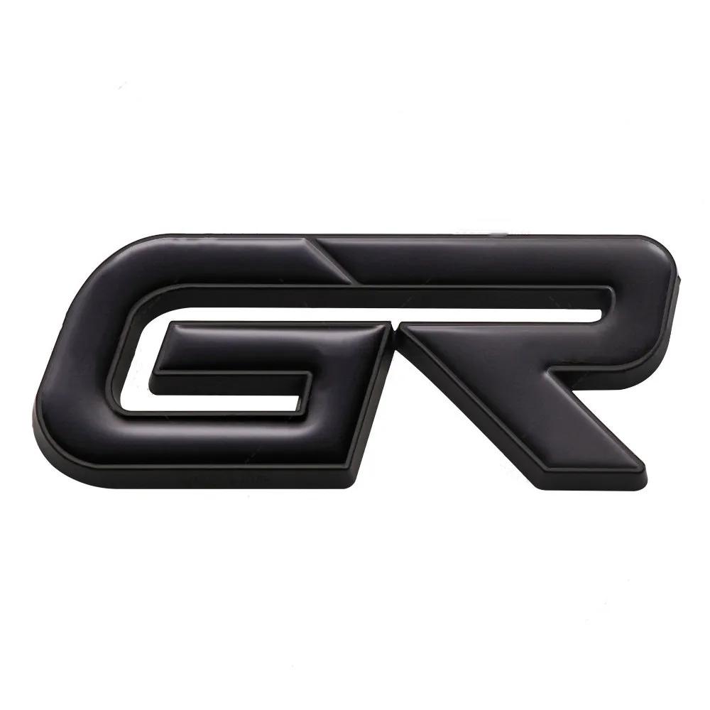 ADE1 3D Metal GR Car Front Grille Emblem Badge Rear Trunk Sticker Decal For Toyota GR Gazoo Sport C-HR RAV4 Mirai Avensis Prado Prius