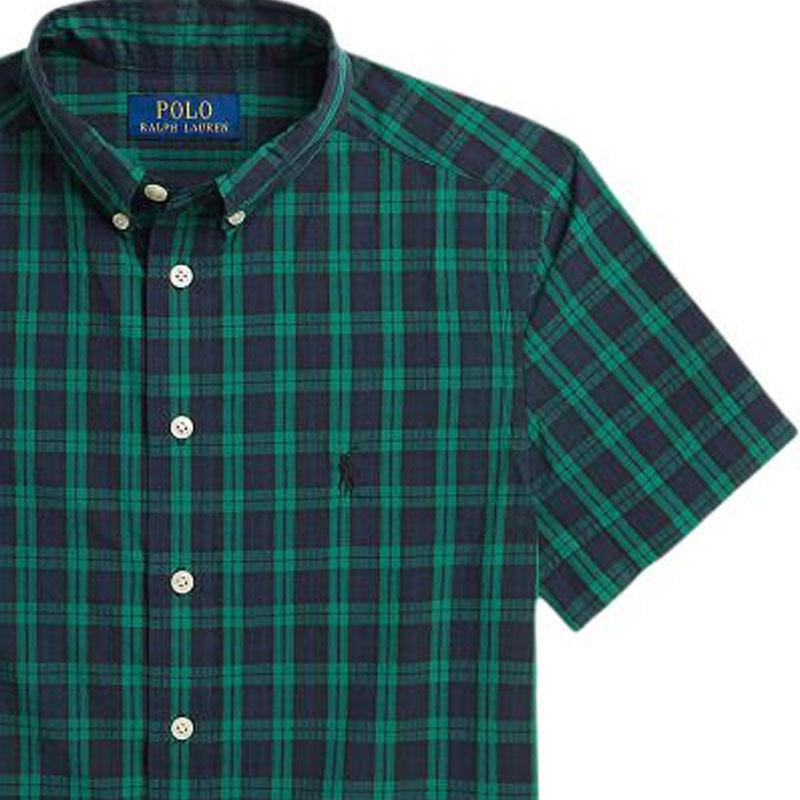 Polo Ralph Lauren Рубашка с коротким рукавом Color Block Клетка с вышитым логотипом Детские топы Зеленый CWPOWOVY6820469-300
