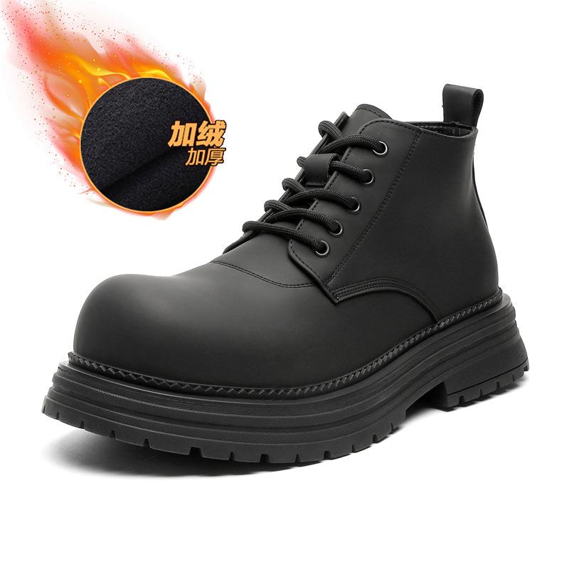 Черные мужские ботинки Martin 2024 года, новые британские ботинки на толстой подошве с увеличенным голенищем 22722-J