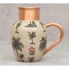 Chevron Palms Designer Copper Jug Pitcher with Handle | Serve Water | for Storage and Serving Water | Health Benefits (1.5 Litres)