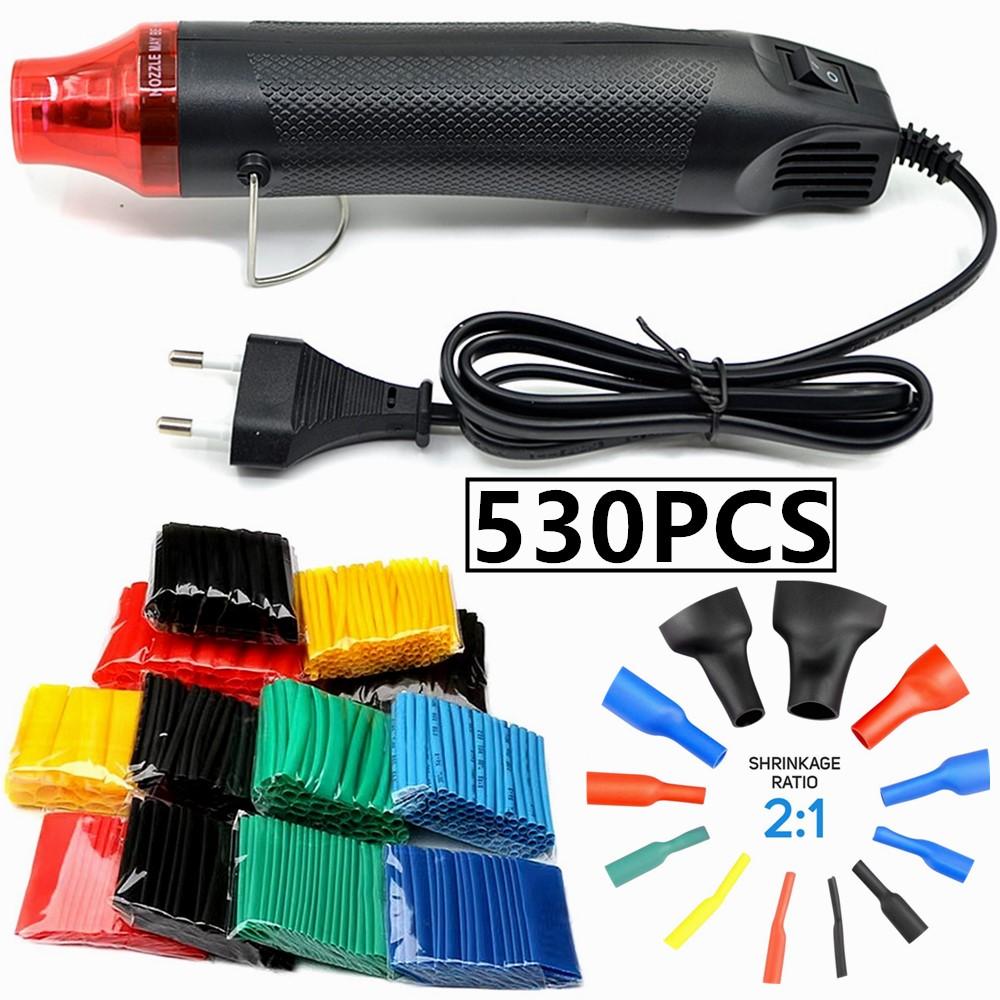 164 шт./530 шт. термоусадочные трубки, изоляционные термоусадочные трубки, ассортимент электронных полиолефиновых проводов, комплект кабельных муфт, тепловая пушка