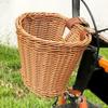 Retro Bike Basket Wicker Woven Bicycle Front Handlebar Storage Basket Durable