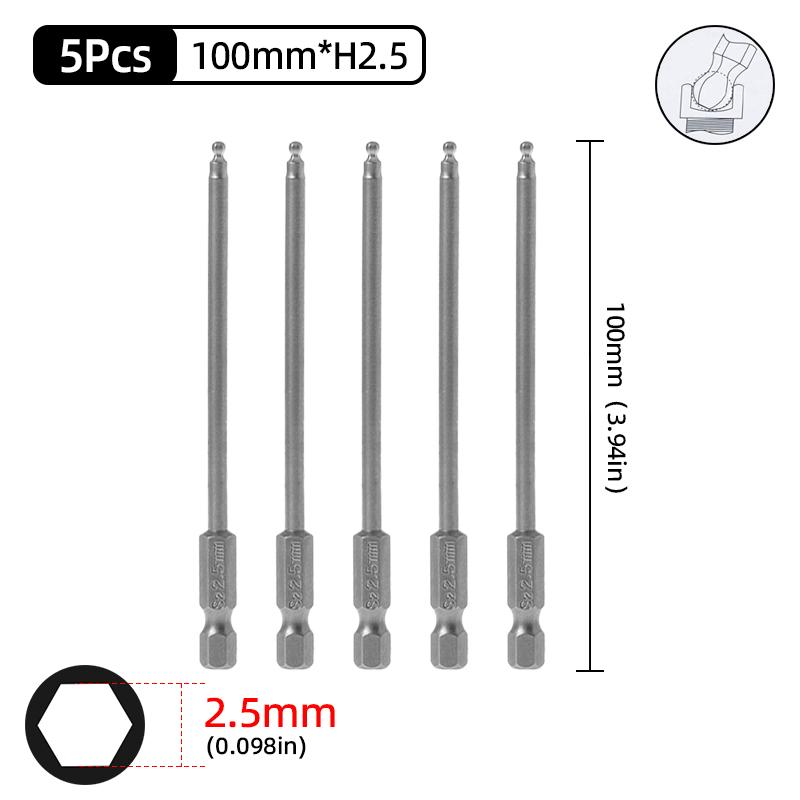 Набор шестигранных отверток с шаровым наконечником, шестигранный ключ, отвертка, сверло с хвостовиком 1/4 дюйма, магнитная сталь S2 65/100 мм, ручные ремонтные инструменты
