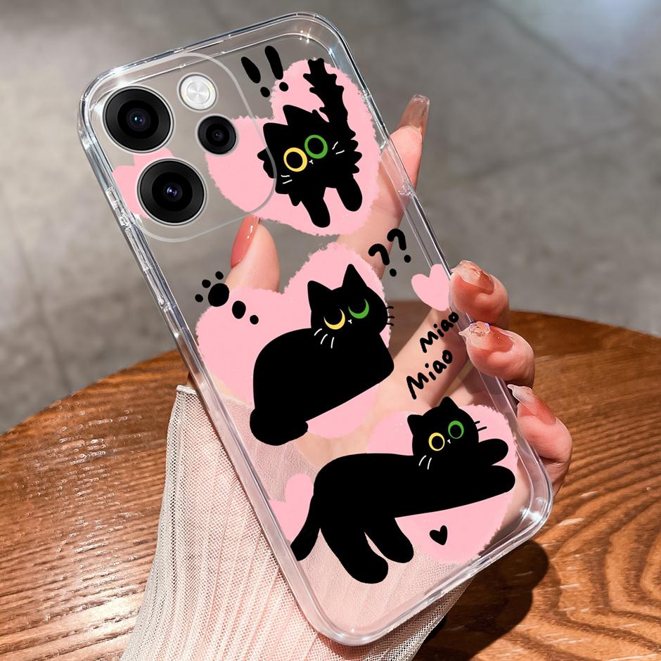 Чехол для OPPO Reno15Pro Reno15F Милая свинка Динозавр Минималистичный Прочный Прозрачный корпус для OPPO Reno15 F Reno 15 Pro Coque