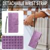 For Samsung Galaxy A56 5G/M56 5G Leather Case Wallet Stand Grids Imprinted Phone Cover with Strap