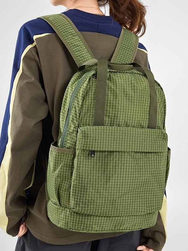 Трансграничный клетчатый складной рюкзак для пешего туризма большой вместимости - Однотонный повседневный стиль
