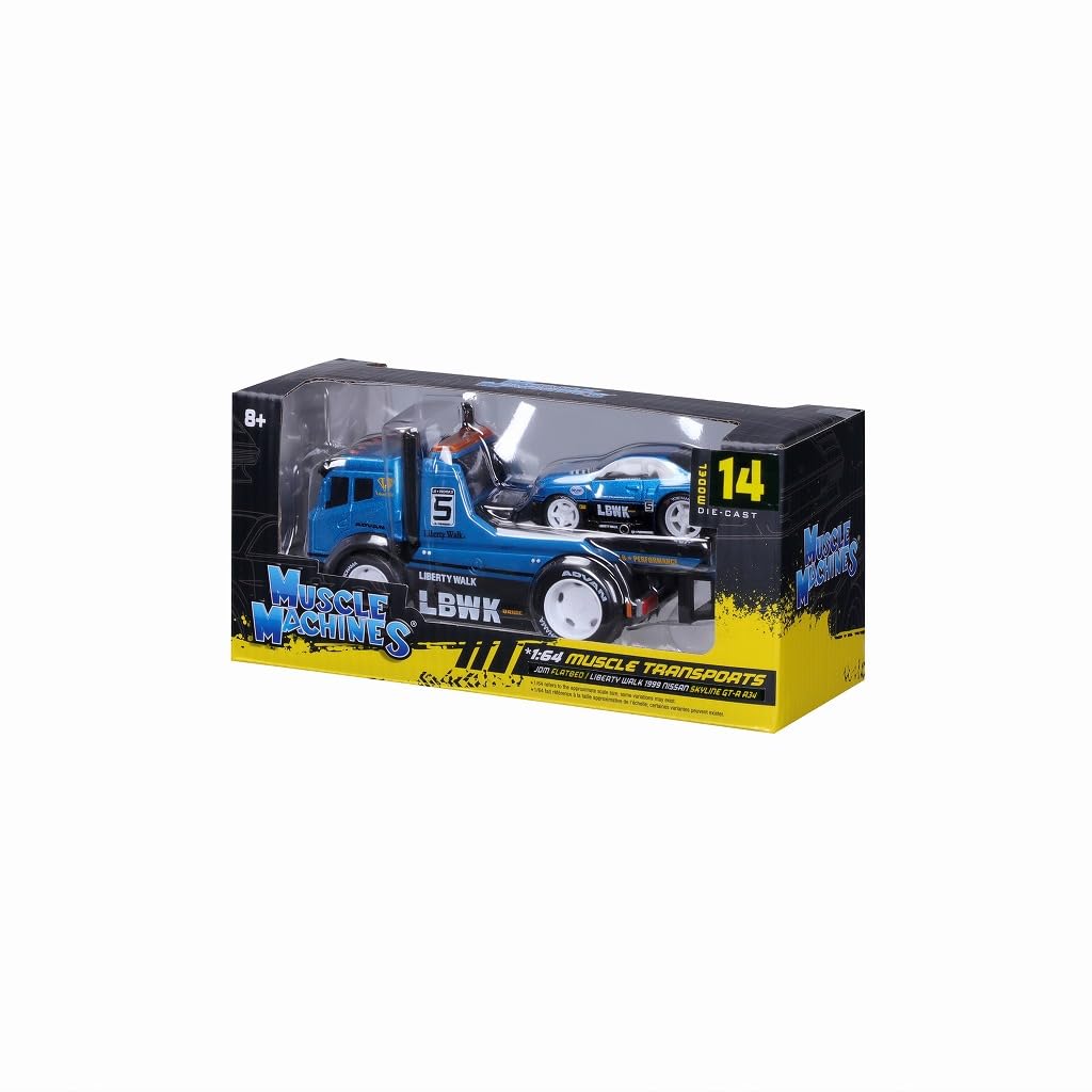 Maisto Muscle Machines Series JDM Liberty Walk Flatbed R34 Blue Finished Model MS11546BL 1/64