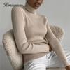 Hirsionsan Elegant Basic Knitted Sweater Women 2021 Bottoming Skinny Female Warm Knitwear Casual Pullovers Ladies Solid Jumper