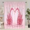 2 шт. штор с розовым принтом лебедей на День святого Валентина, подходят для украшения спальни, гостиной, кухни, домашнего декора, декора окна