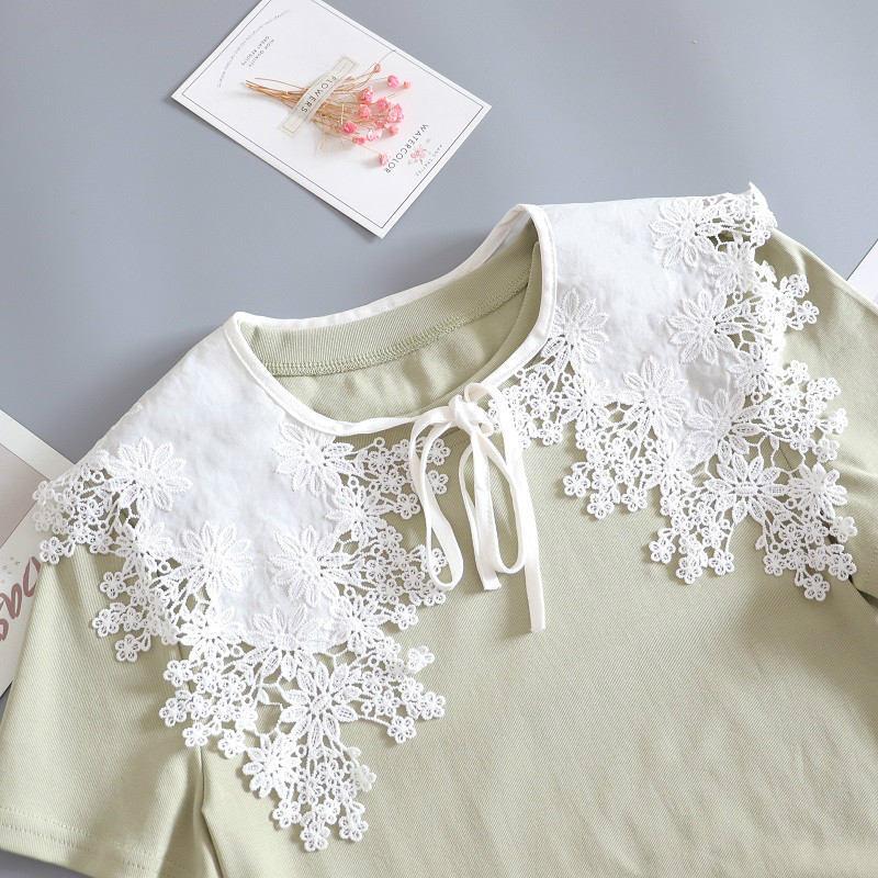 Court Lace Small Shawl Water-Soluble Hollowed-Out Pure Cotton Fake Collar Women'S Doll Collar Round Neck With Top Fake Collar