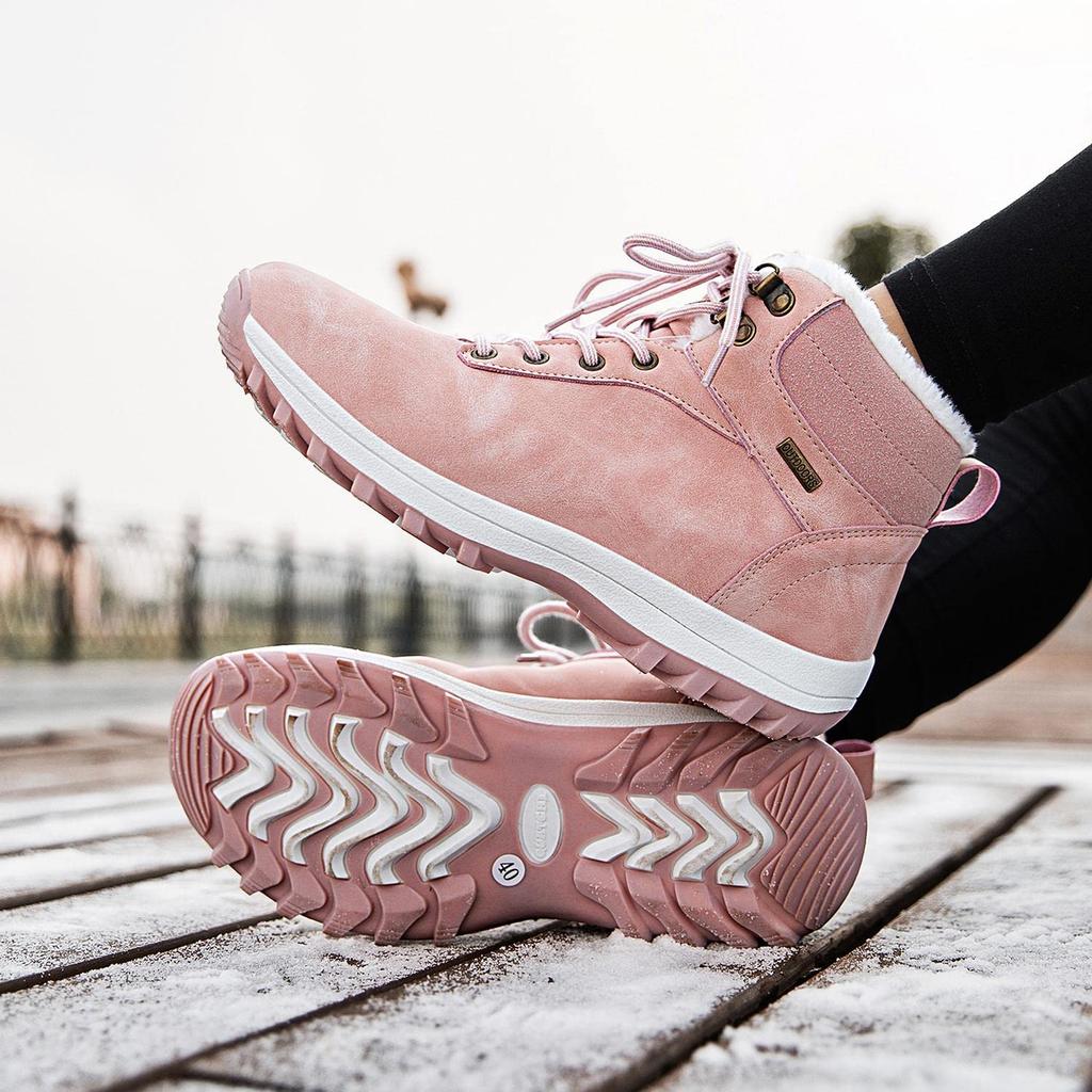 Мишанша и Зимний Снежный Боа Толстые для и Размер Розовые Мужские Женские Ботинки, Водонепроницаемые, Теплые, Подкладка, Нескользящая, Подошва, Легкие, Для Пеших Прогулок, Треккинга,