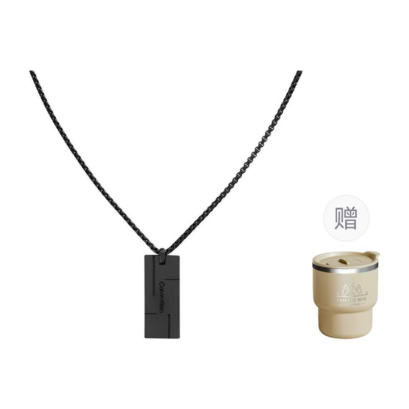 Calvin Klein Letter engraved retro hip-hop stainless steel necklace, same style for men and women, couple model 35000059-black one size fits all