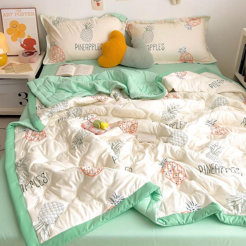 Детское летнее одеяло с рисунком фруктов, красочное одеяло для взрослых, механическая стирка, кружевное стеганое одеяло с цветочным рисунком, тонкие одеяла, крутые одеяла