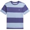 Polo Chiziqli Dumaloq Bo'yinli Qisqa Yengli Bolalar Topi Och-Ko'k 323971158-001