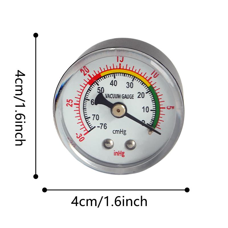 Negative Pressure Gauges, 1/8 NPT Brass Back Mount, -30 InHg to 0 Industrial Vacuum Pressure