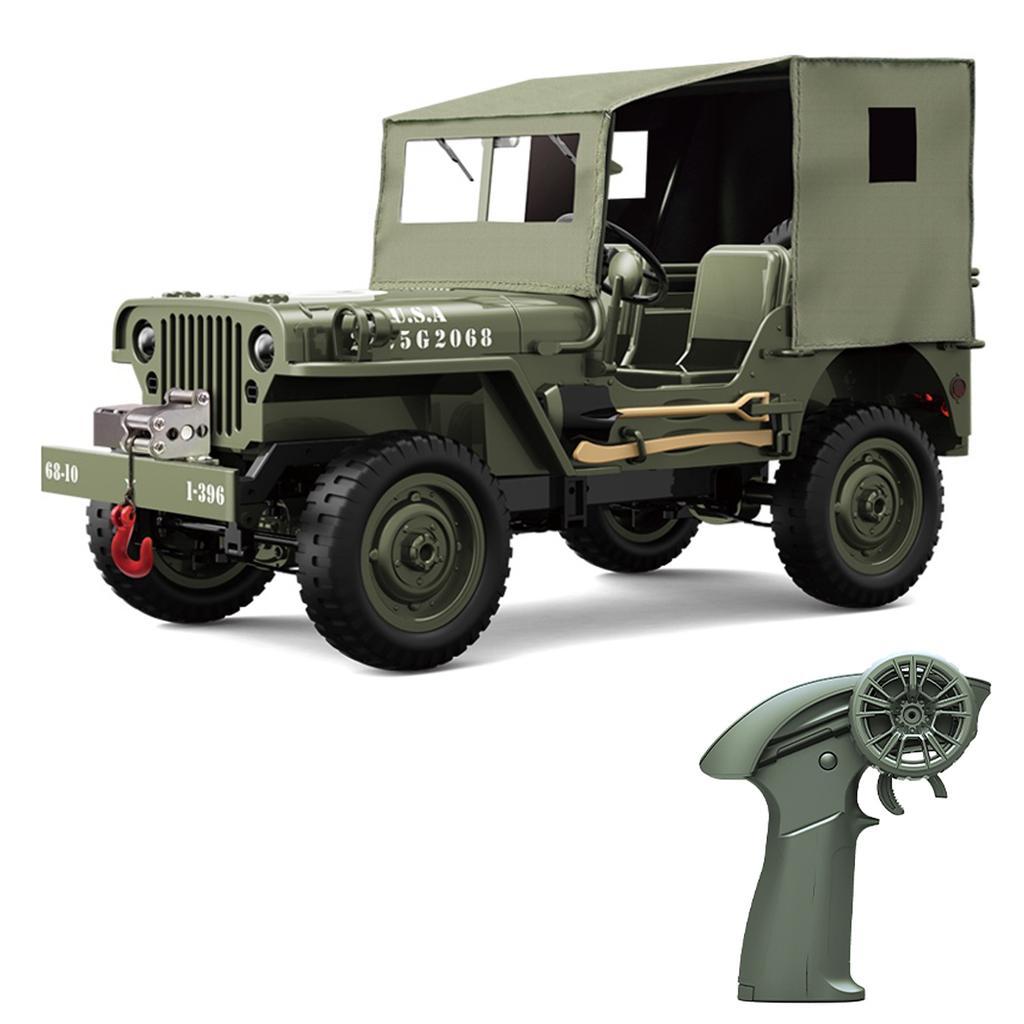 Remote Control Car, 2.4Ghz 4WD Off Road Rock Crawler Vehicle with Lights Canvas Cover, 1:10 All