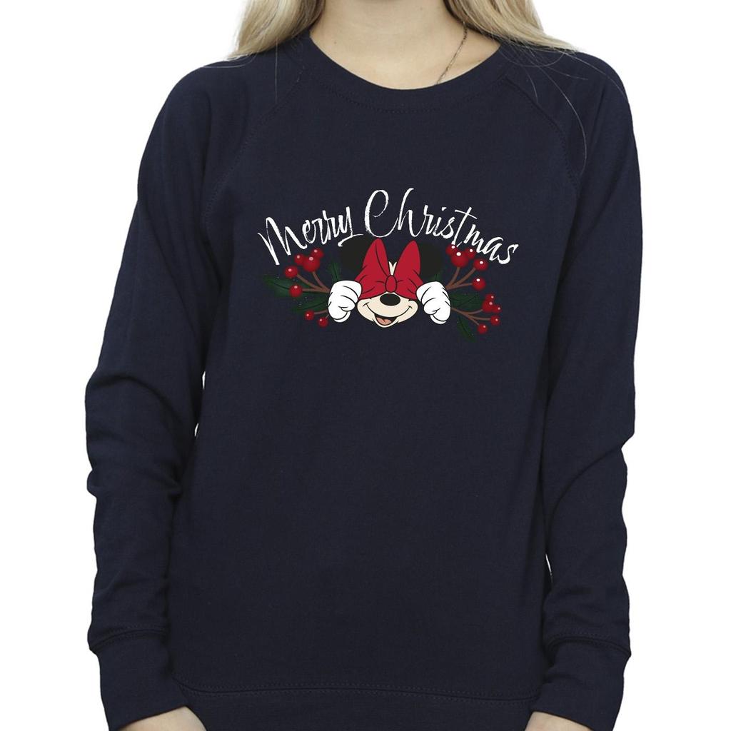 Disney Womens/Ladies Minnie Mouse Christmas Holly Sweatshirt