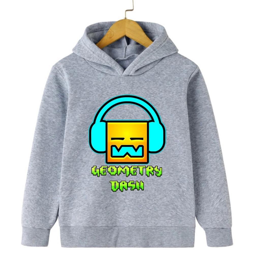 Игровая толстовка Geometry Dash для детей, пуловер с длинным рукавом, осенние куртки, смешные мультяшные топы для девочек, свитшоты для мальчиков, детская одежда