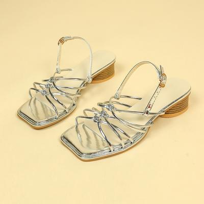 Модные сексуальные сандалии на толстом каблуке в римском стиле с тонкими ремешками-крест на лето 2025 года, передовые однотонные сандалии с квадратным носком и открытым носком