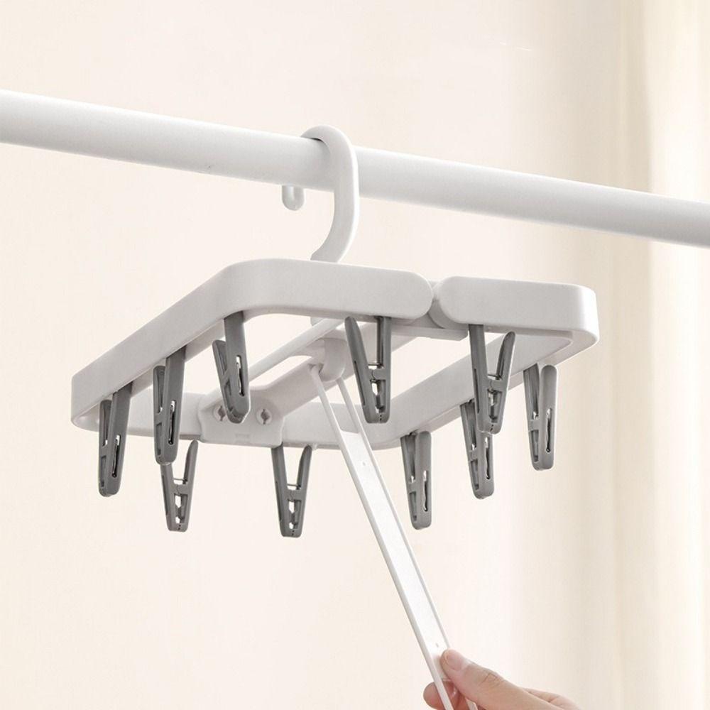 Windproof Collapsible Clothes Drying Rack Plastic Hanging Drying Rack Sock Drying Clip  Travel