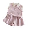 Girls Summer Thin Sleeveless Sports Casual Set Baby Vest Two Piece Outfit