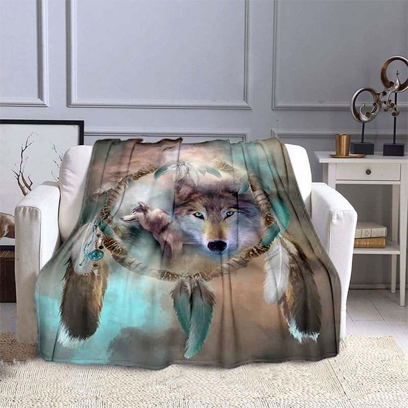 Одеяло Lousidream с волком для кроватей, одеяло с тотемом волка, супер мягкое теплое одеяло, фланелевые домашние одеяла, портативное жестяное одеяло