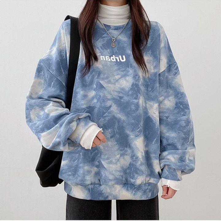 Женский хлопковый свитер свободного кроя Tie Dye High Street весной, осенью и зимой