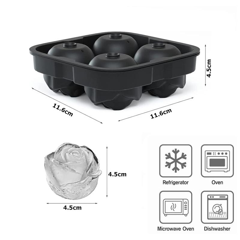 LMETJMA Форма для льда с легким выпуском Роза Форма для льда с воронкой Силиконовый рожок для приготовления шариков льда для коктейлей Виски JT51