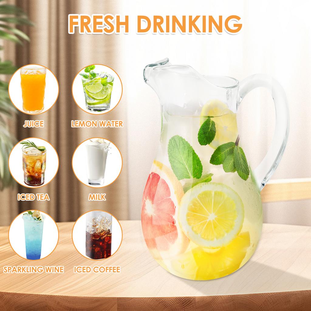 1.1/2.2L Water Jug Transparent Heat-Resistant Plastic Cold Water Kettle Water Pot With Handle Large Capacity Home Juice Pitcher