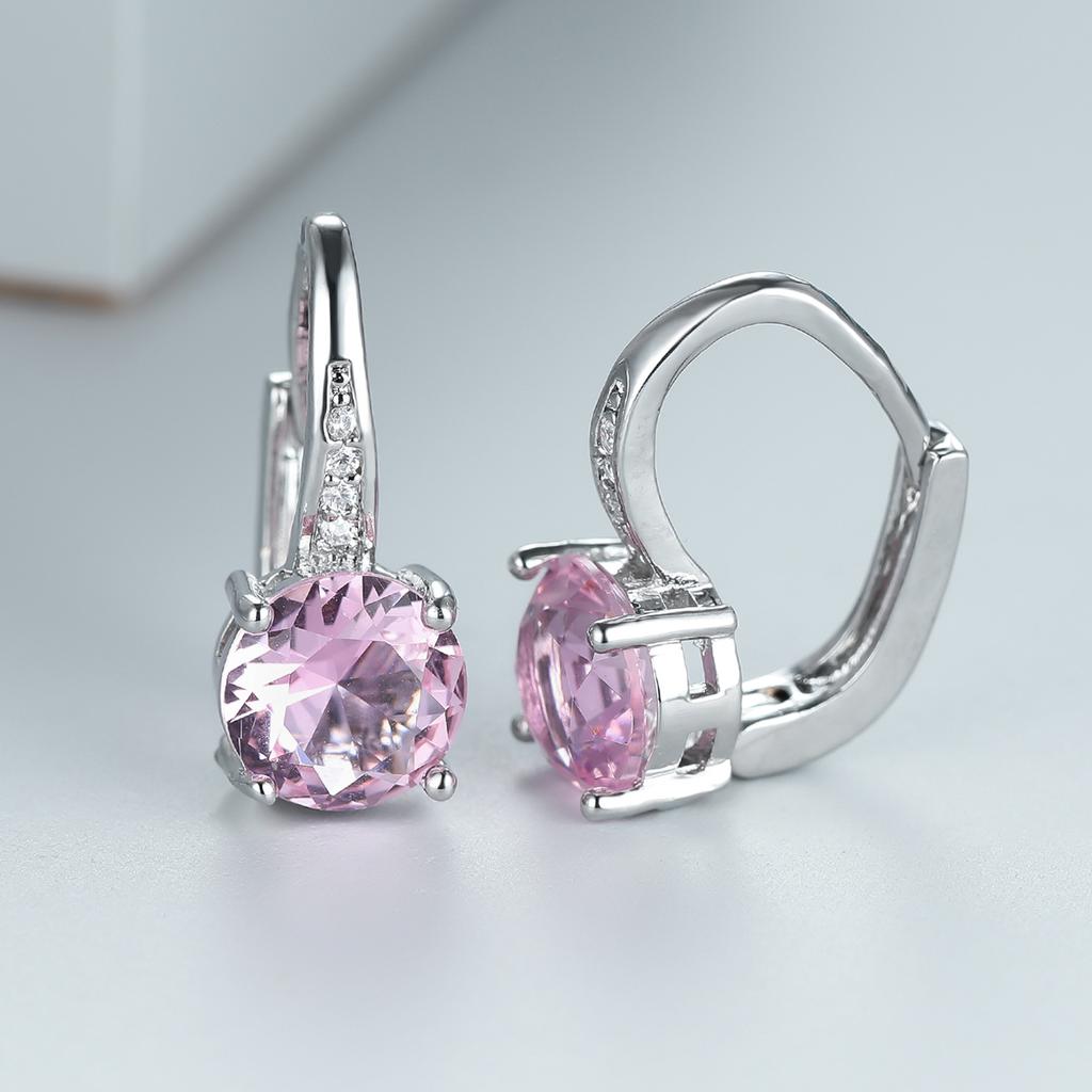 Серьги-крючки серебристого цвета с круглым камнем 7 мм белого, синего, фиолетового, зеленого цвета, серьги-капли со вставками из камней по знаку зодиака AVE