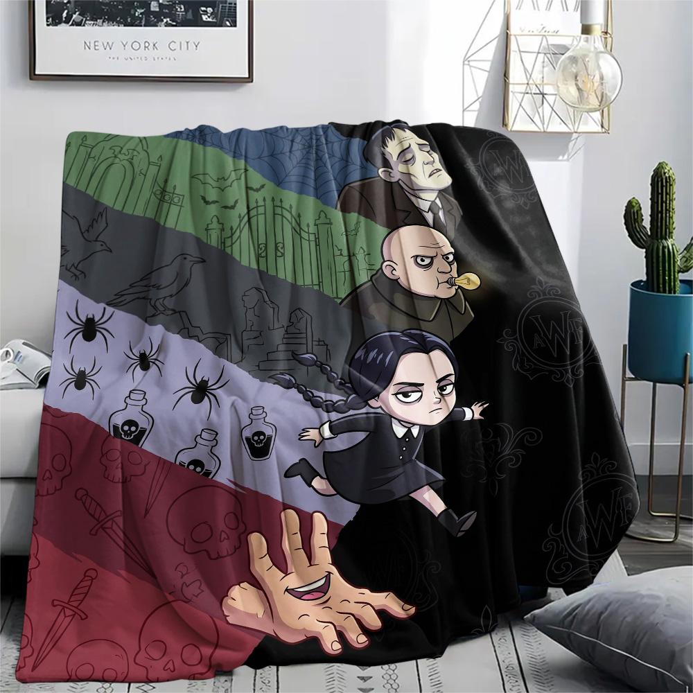 Wednesday Addams Print Flannel Blanket, Ultra Soft High Quality All Seasons Warm Throw, Home Decor Cozy Blanket, Perfect Christmas Gift