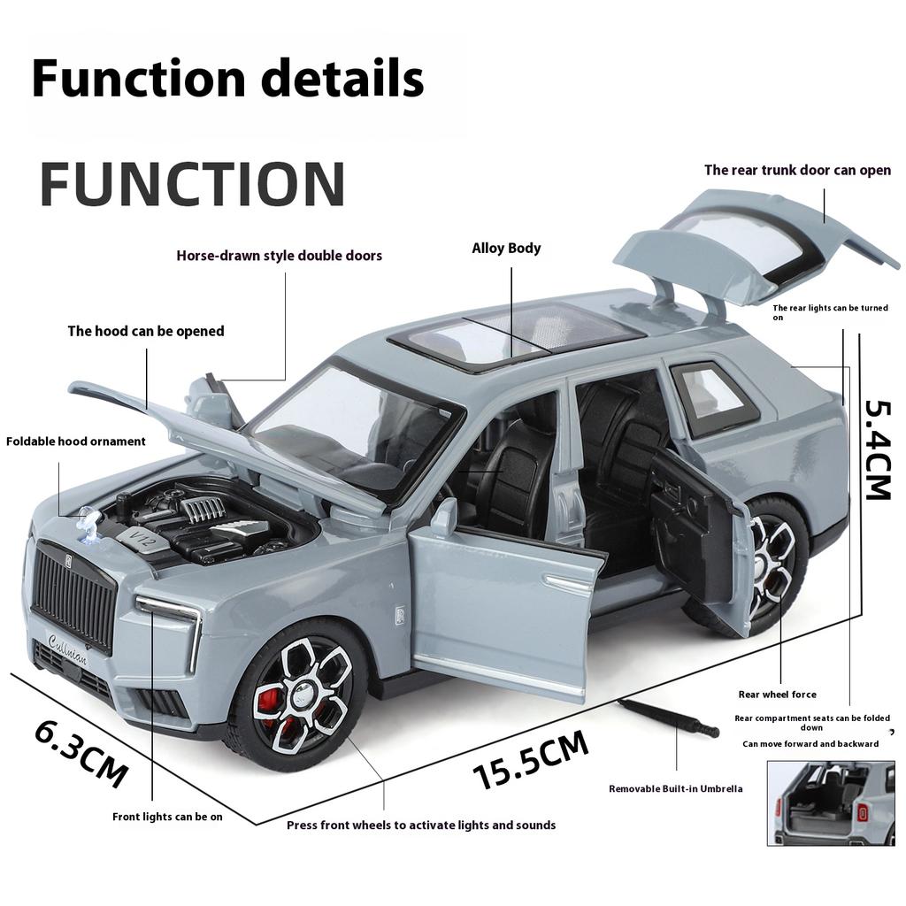 Металлическая модель Rolls-Royce Cullinan 1/32, Изысканное настольное украшение, Лучший коллекционный предмет для энтузиастов моделей автомобилей, Подарок на Хэллоуин