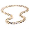 Stainless Steel Cuban Link Chain Men Necklace Silver Gold Color Heavy Lock Jewelry 13mm  Drop