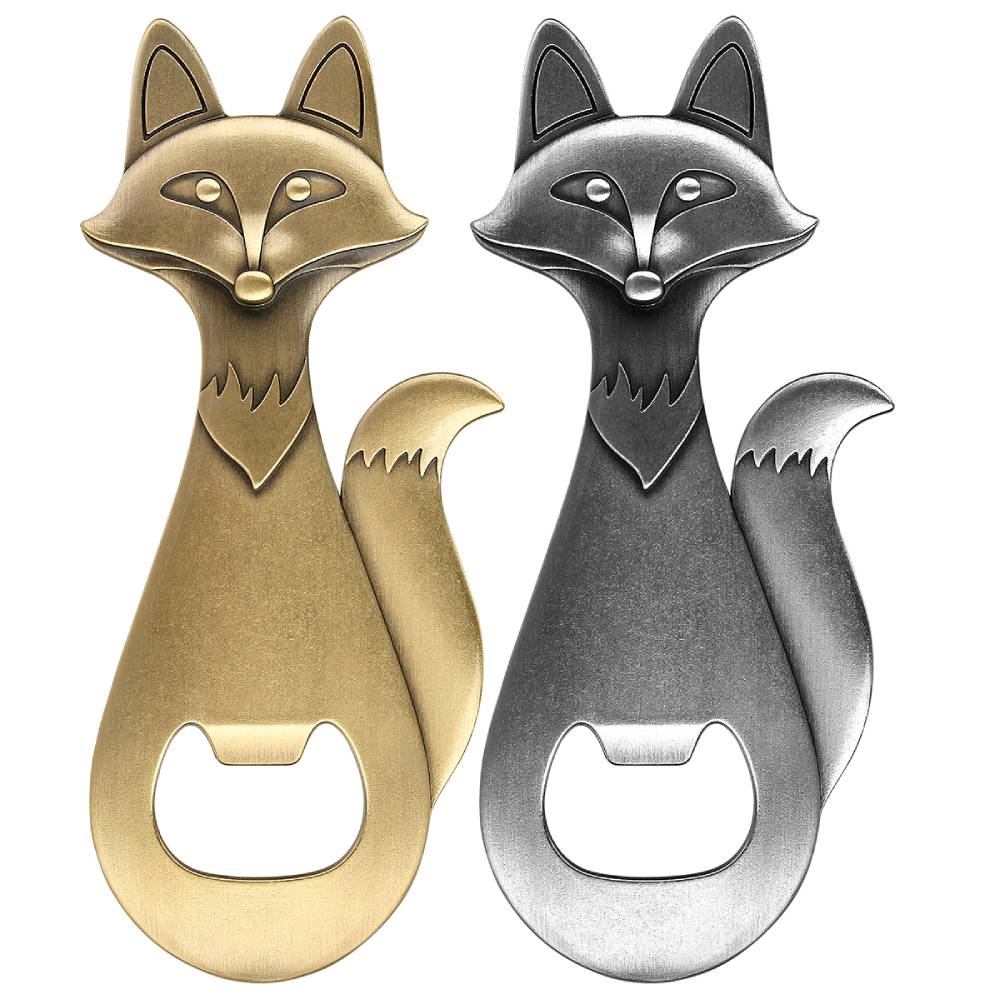 2 Pack Animal Bottle Opener Set Cute Fox Cat Raccoon Shaped Beer Opener Metal Bottle Opener for Home Bar Party Favor Gift