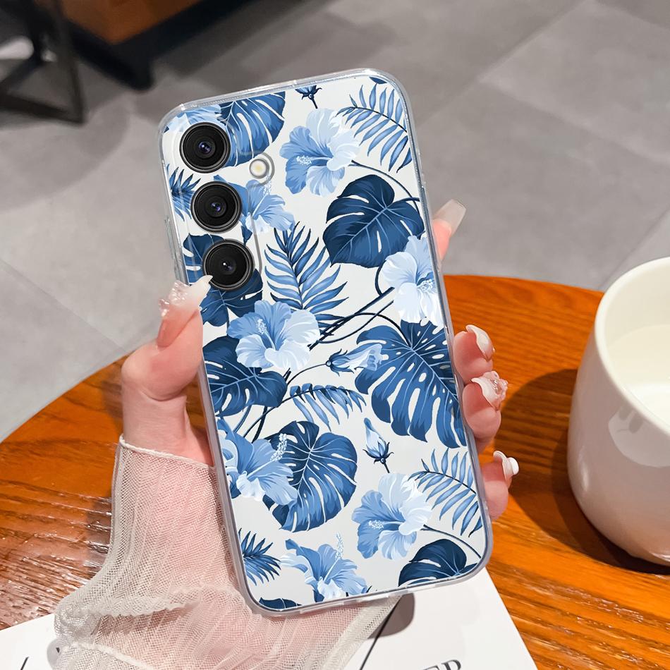 Чехол для Samsung Galaxy S25 FE Plus Ultra Прозрачный с рисунком цветов Задняя крышка для Samsung S 25 Ultra Мягкие противоударные чехлы для телефона