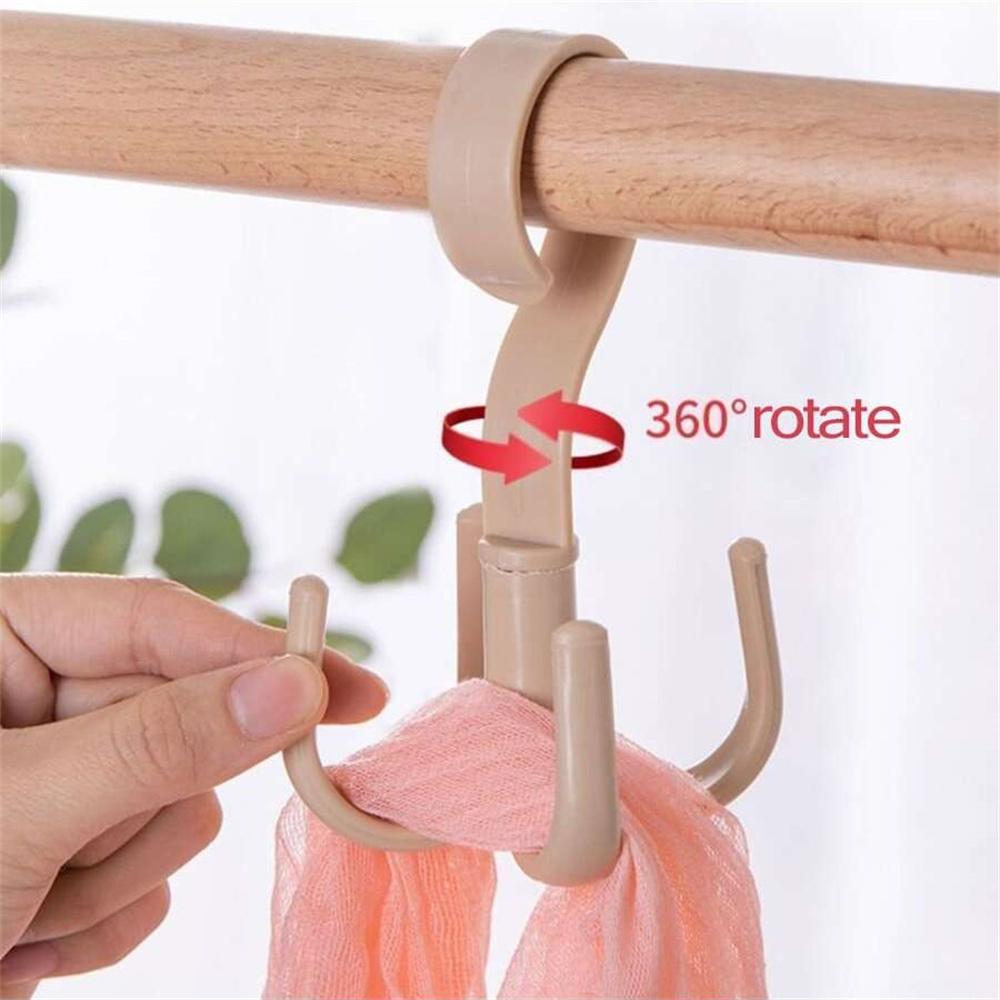 Большие Креативные Многофункциональные Вращающиеся Крючки с Четырьмя Лапками для Подвешивания Пальто, Сумок, Шарфов, Вешалки для Хранения Одежды в Гардеробе, Вешалки для Двери, Сумки