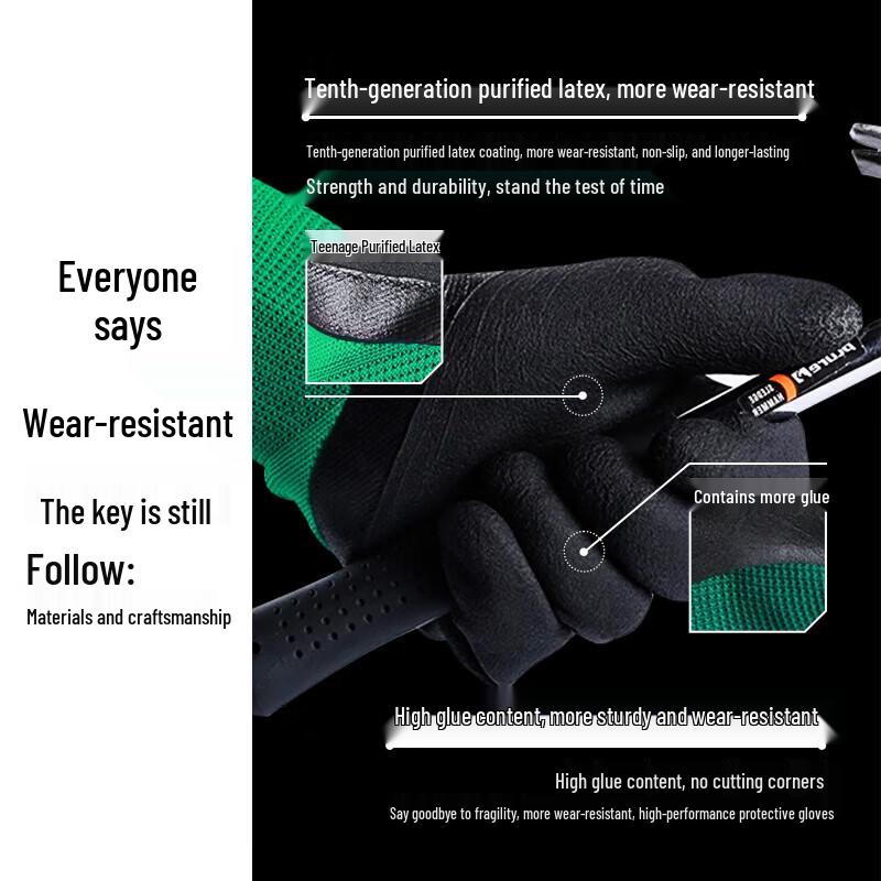 NHZHIW Wear-Resistant Latex Foam Grip Work Gloves