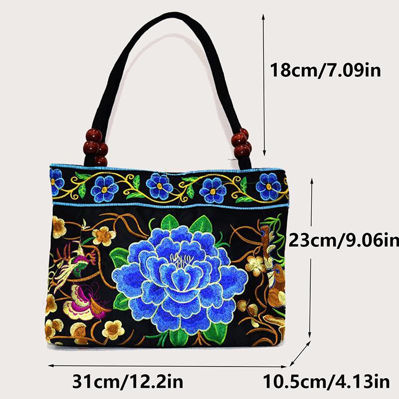 Yogodlns Original Ethnic Style Canvas Embroidered Women's Bag Handheld Small Bag Embroidery Handbags for Women