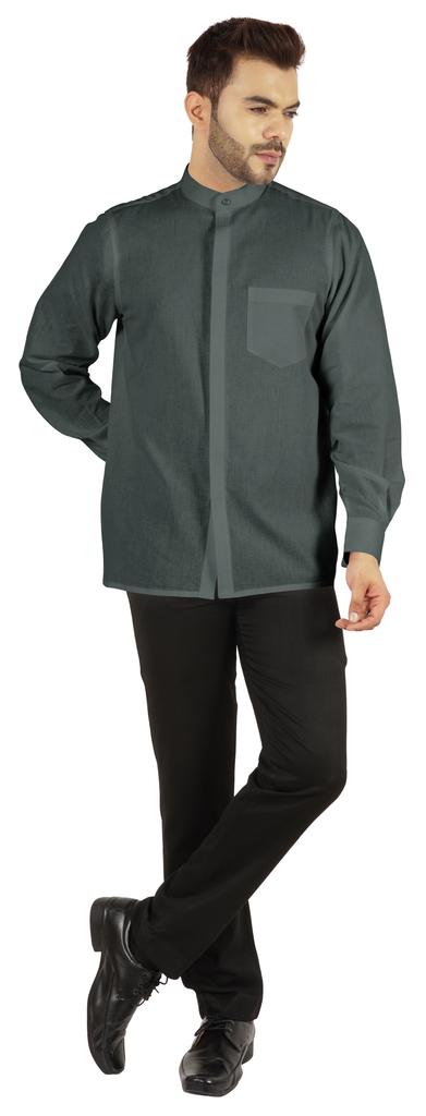 BestMan Мужская однотонная рубашка на пуговицах с китайским воротником и планкой спереди для формального случая