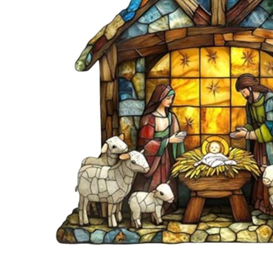 Рождественская сцена ловец солнца окрашенный акриловый ловец солнца подвесное украшение на окно рождественский вертеп для домашнего рождественского декора христианский подарок