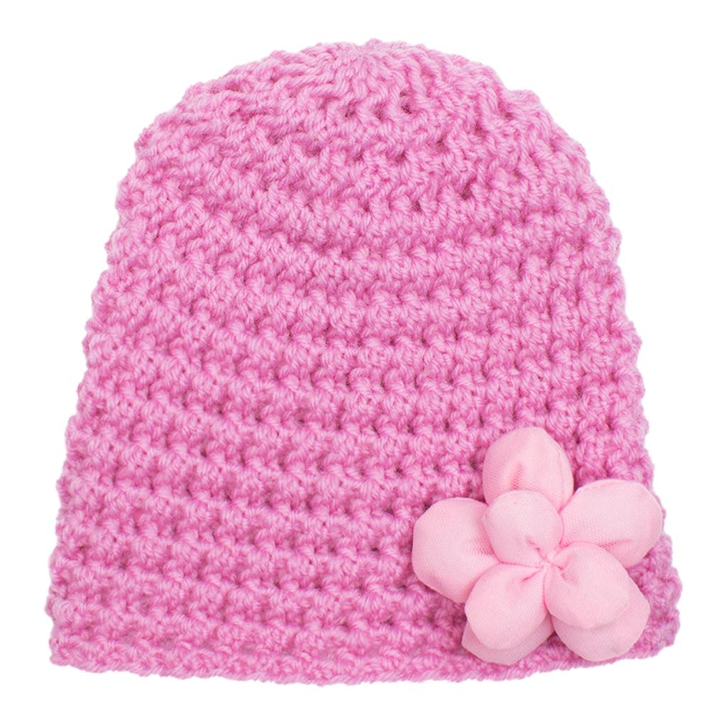 European & American Winter Knitted Wool Baby Hat with Small Flowers - Multicolor, Warm Pullover Design