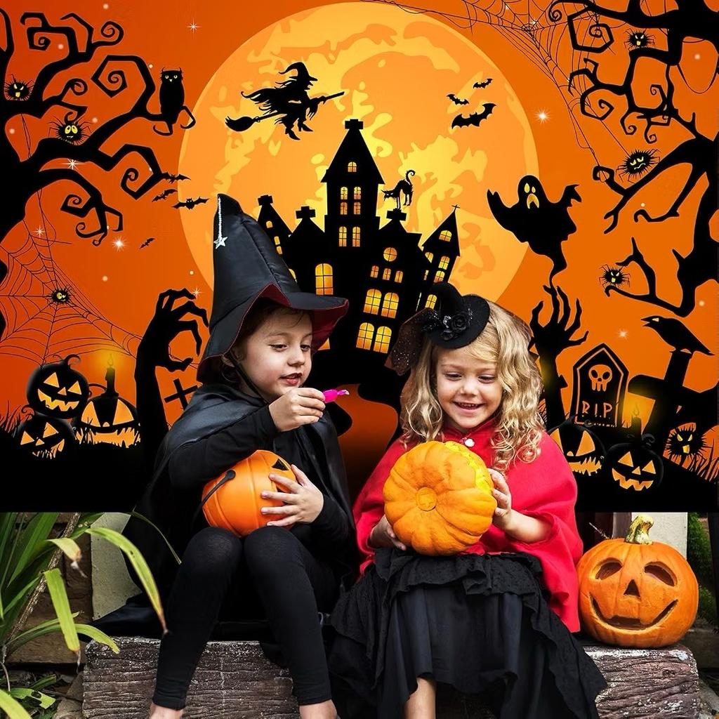 348. Halloween Backdrop Horror Moon Night for Parties & More 8’ x 6’ **READ DETAILS**