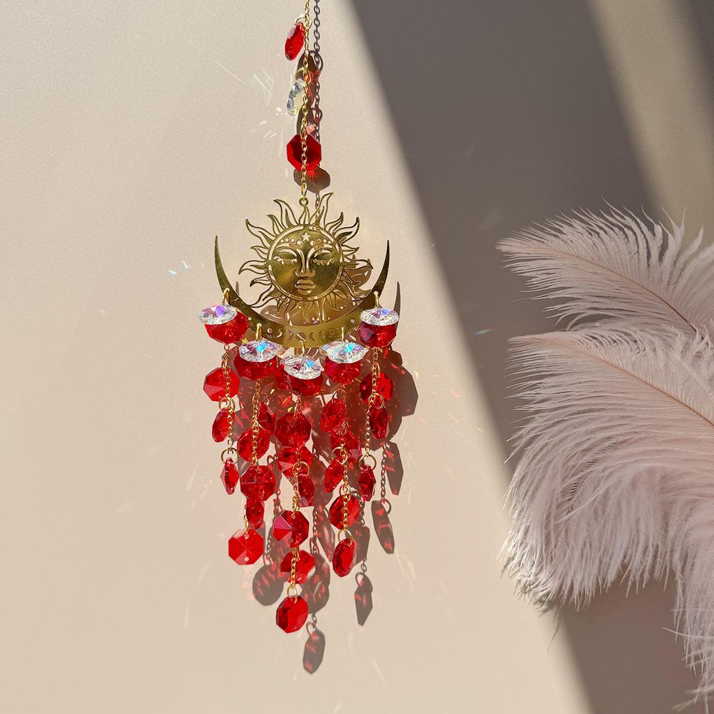 1 шт. Ловец света с кристаллами для лица и луны, Кристальная призма-шар, Подвесное украшение для дома и улицы, Украшение для двора