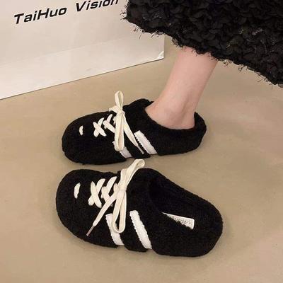 Мао Мао полуботинки на толстой подошве 2025 новая зима обувь Мао Мао тапочки хлопковые на мягкой подошве нескользящие на одну педаль