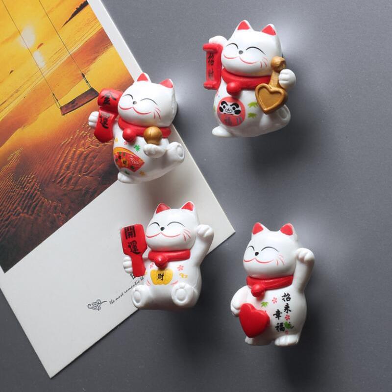 Креативный магнит на холодильник, милая декорация в виде кота Чжаоцай, магнитная наклейка, липкий блокнот, милый магнит на холодильник